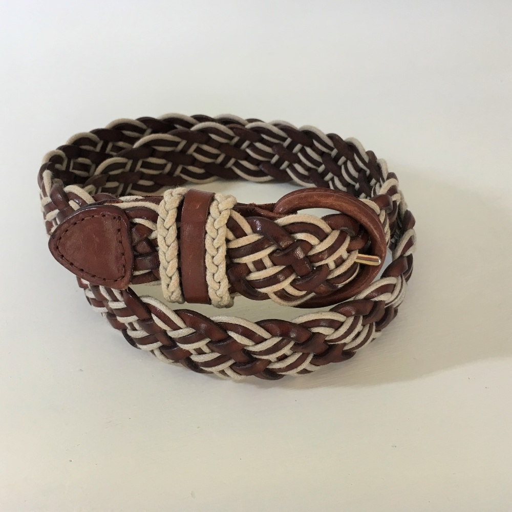 Talbots Medium Braided Cord and Leather Belt